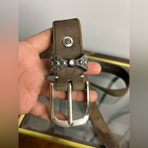 Y2k B.Belt Trim 90cm M Leather Beaded Hand made in Germany Buckle Silver BB0596 - Picture 2 of 13